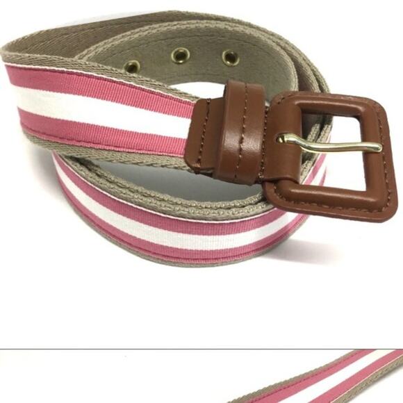 Women's Talbots Pink & White Striped Canvas Belt with Fish X-Small - Picture 2 of 6